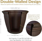 Sunnydaze Anjelica 15.25'' Large Plastic Planter Pot for Plants, Rust, 2pk - Image 6