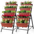 SEJOV 2 Pack Vertical Garden Bed, 5 Tiers Elevated Planter Box, Dark Red by SEJOV