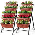SEJOV 2 Pack Vertical Garden Bed, 5 Tiers Elevated Planter Box, Dark Red by SEJOV