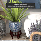 Red Lantern 14" Floral Blue & White Porcelain Fishbowl Planter or Cachepot for Indoor/Outdoor Use in Garden Entryway Living Room Boho Eclectic Modern Contemporary Classic Traditional Style Decor - Image 3