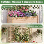 Giantex 65'' Wooden Raised Garden Bed w/Trellis on Wheels Set 2, Mobile Elevated Planter Box w/Legs, Liner & Drainage Holes for Climbing Plant Vegetable Herb Flower, Outdoor Garden Box, Backyard - Image 6