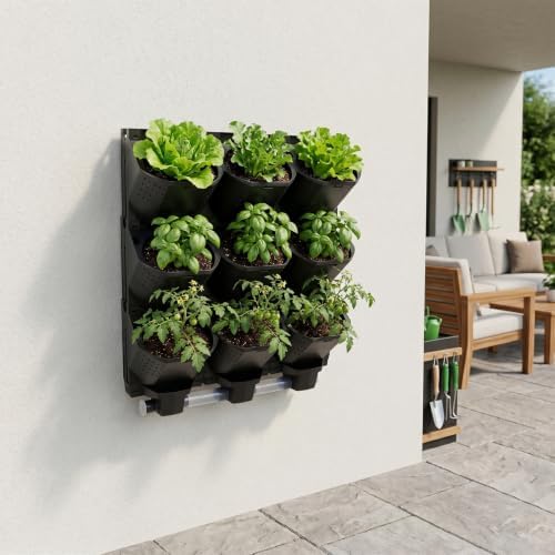 9 Pockets Greenstalk Vertical Planter, Wall Mounted Vertical Planter(Black) - Image 5