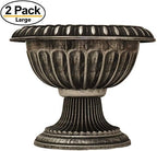 Ludu Fancy Urn Planter with Rustic Look (2 Count) Flowerpot for Indoor, Outdoor use with Wide Base for Garden Patio Office Ornaments Home Decor Long Lasting Reusable Lightweight (Silver-L) - Image 3