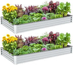 2PCS 8x4x1FT Galvanized Raised Garden Bed, Galvanized Planter Raised Garden Boxes Outdoor, Large Metal Raised Garden Beds for Vegetables-Silver by AyenGuard