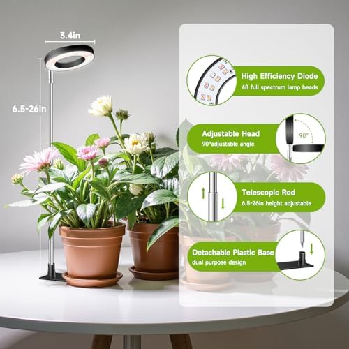 Kullsinss 3.5in Halo Plant Lights for Indoor Growing, 48 LEDs Full Spectrum - Image 7