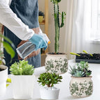2 Pcs Vintage Planter Ceramic Plants Pot with Drainage Ice Crack Scroll Flower Vase Pot for Indoor Outdoor Plants Home Kitchen Decor Gifts (Vintage Floral,5.9") - Image 4