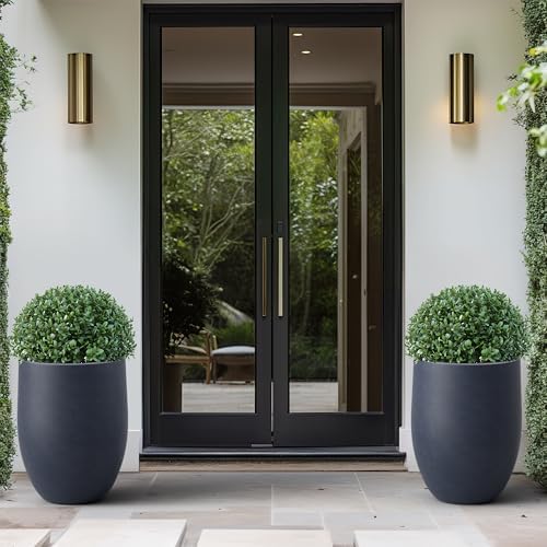 Kante 21.7 Inch Tall Concrete Planter, Large Indoor Outdoor Plant Pot with Drainage, Smooth Charcoal Finish with Painted Interior, Ideal for Porch, Home, Garden, Patio - Image 4