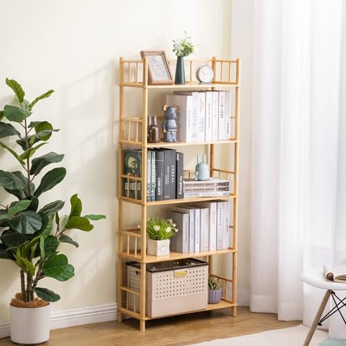 5‑Tier Expandable Bamboo Open Bookcase,Wooden Bookshelf,Natural by WooFawn
