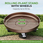 Plant Caddy With Wheels 12" Metal Plant Saucers for Indoors 310 Lb Capacity - Image 3