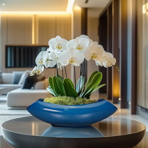 Bonsai Tree Pot 18 Inch - Ceramic Succulent Pots Large Bonsai Planter for Indoor Outdoor Plants Decorative Plant Pot with Drainage Hole Flower Pot for Home Garden Room Decor Blue - Image 5