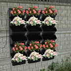 18 Pots Vertical Garden Wall Planter, Self-Watering Vertical Plant Wall Mounted Flower Pots with Timer & Drain Hose, Plant Vegetable Hanging Pocket Holder (Black) - Image 6