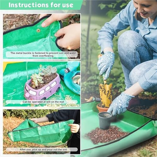 2 PCS Waterproof Gardening Planting Mat, Succulent Repotting Transplanting for Garden Plant Flower Pot Potting Plants Pad(PVC Blue 30x30CM) - Image 4