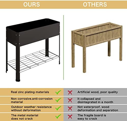 PROXRACER Raised Garden Bed with Detachable Legs Elevated Metal Planter Box for Growing Fresh Herbs Vegetables Flowers Succulents&Other Plants for Outdoor Backyard Patio Deck Balcony Black L - Image 5