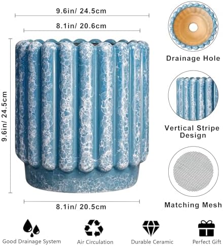 Ceramicfor Ceramic Planter, 9.6 Inch, Blue - Image 3