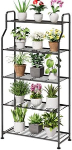 Kitsure Metal Plant Stand Indoor & Outdoor, 27" Wide - 5 Tier, Black by Kitsure