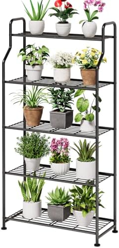 Kitsure Metal Plant Stand Indoor & Outdoor, 27" Wide - 5 Tier, Black by Kitsure