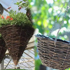 Hanging Basket Planters,2pcs Hanging Weaving Flower Basket with Chain Hook, Slate Cone Rattan Hanging Basket.Outdoor Rattan Vertical Planter Basket for Garden, Balcony, Courtyard,30x35cm - Image 5