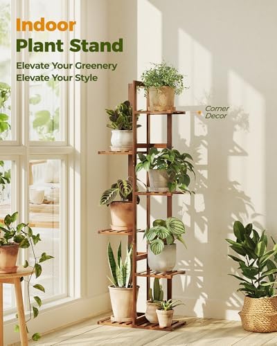 Bamworld Bamboo Plant Stand Indoor 6 Tiered Plant Shelf, Tea Brown 48 Inch - Image 2