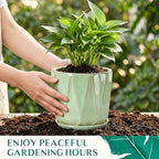 7.8 Inch Ceramic Plant Pot with Drainage Hole Mesh Net, Large Flower Pots for Indoor Plants with Saucer, Gardening Pots Outdoor (Crackle-Green) - Image 5
