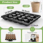 RooTrimmer 3.15 Inch Peat Pots 100 Pcs with 20 Cell Seedling Trays 5 Pcs, Biodegradable Seed Starter Pots with Drainage, Reusable Nursery Tray for Seed Starting Indoor Gardening Propagation Kit 5 Sets - Image 4