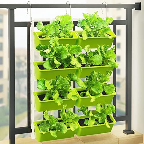 Vertical Garden Wall Planter, Wall Mounted Planter 4-Tier 8 Pockets Vertical Garden Wall Planter Raised Beds Hanging Planter Wall Mounted Flower Beds for Flowers Vegetables Herb (Light Green) by DYRABREST