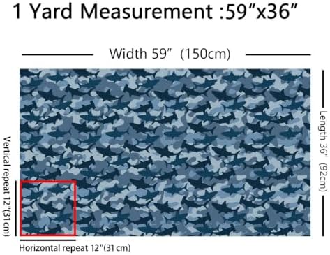 Shark Fabric By The Yard, Camouflage Upholstery Fabric for Chairs, Ocean Wildlife Animal Decorative Fabric for Quilting Sewing Clothing, DIY Art Gift Waterproof Fabric, Blue, 10 Yards - Image 5