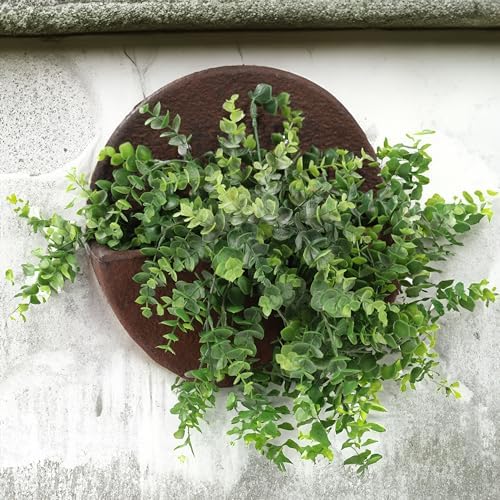 Sunnydaze 12-Inch Round Polyresin Wall Planter - Dark Brown - Image 4