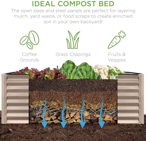 Best Choice Products 8x4x2ft Outdoor Metal Raised Garden Bed, Deep Root Planter Box for Vegetables, Herbs & Flowers, 478-Gallon Capacity, 100% Non Toxic Materials - Taupe - Image 4
