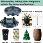 10 Packs Large Plant Caddy with Wheels 13" Rolling Plant Stands Heavy-duty Plastic Plant Roller Base Pot Movers Plant Saucer on Wheels Indoor Outdoor Plant Dolly with Casters Planter Tray Grey - Image 4
