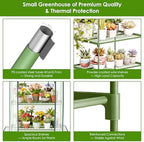 4 Tier Mini Greenhouse, 27 x 19 x 62 Inch Portable Green House with PVC Cover and Steel Frame for Indoor Outdoor Plants, Seedlings, Herbs, Vegetables - Image 3