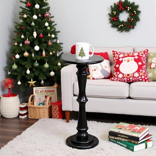 SwallowLiving Solid Wood Drink Table for Small Spaces, Pedestal Side Table - Image 4
