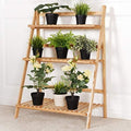 HAPPYGRILL 3-Tier Plant Flower Stand Rack Shelf, Pot Racks Planter Organizer Display Shelves, Natural by HAPPYGRILL