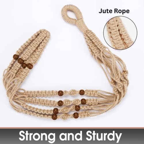 Macrame Plant Hanger Set (Large Macrame Plant Hanger + 2 Pack Hanging Plant Shelf) - Image 5