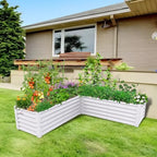 Anleolife 4-Bed 74x74x18in L-Shaped Raised Garden Beds, Antique White - Image 5