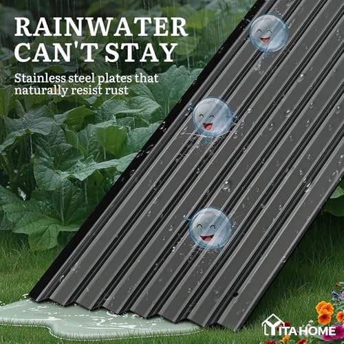 YITAHOME 8x2x2ft Raised Garden Bed Kit, 24" Tall 9 in 1 Large Galvanized Metal Planter Box with Gloves, Safety Rubber & Support Rod, Outdoor Flower Bed for Plants Vegetables Flowers, Black - Image 4