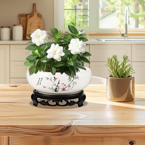 Lotus Bowl Planter Non-Porous Indoor Hydroponic Pots with Stand, Elegant Flower Vessel for Home Garden Decor(Garden) - Image 5