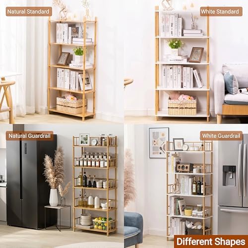 5‑Tier Expandable Bamboo Open Bookcase,Wooden Bookshelf,Natural - Image 6
