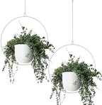 2 Pack Hanging Planters for Indoor Outdoor Plants Modern Metal Plant Hangers, Wall and Ceiling Hanging Plants Baskets Mid Century Minimalist Flower Pots Home Decor (White) by ABETREE