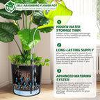 GarveeHome Set of 2 Tall Self-Watering Black Planters, 19.5" H x 19.9" Dia Large Straight Plastic Pots, Built-in Drainage, Water Level Monitor, Wheels, Indoor/Outdoor Flower Containers for Patio - Image 4