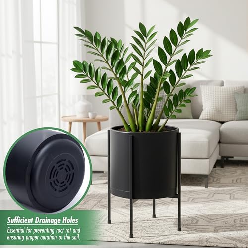 D'vine Dev Plastic Planter Pot with Metal Stand, Black, 12 in, 55-D-B-3 - Image 5