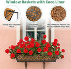 Geetery 4 Pcs 30 Inch Deck Railing Planter Boxes with Adjustable Brackets Coco Liner, Window Hanging Flower Baskets Trough Black Metal for Summer Porch Fence Patio Balcony Garden Outdoor Indoor - Image 4