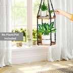 2 Tier Macrame Plant Hanger, Hanging Plant Shelf (12") - Image 7