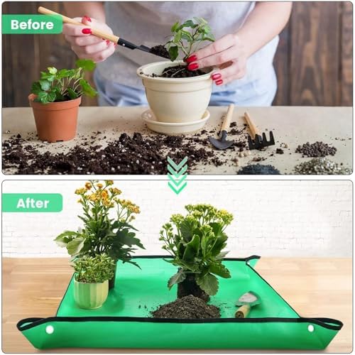 2 PCS Thickened Repotting Mat for Plant Transplanting Portable Waterproof Potting Tray Mess Control Gardening for Plants Transplanting(100x100cm) - Image 6