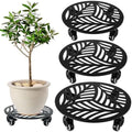 3 Packs Large Metal Plant Caddy with Wheels 12/13/13.6 inches Heavy-Duty Iron Rolling Plant Stand with Casters Indoor Outdoor Wheeled Plant Roller Base Pot Movers Plant Dolly Coaster Trolley Black by Planterhoma