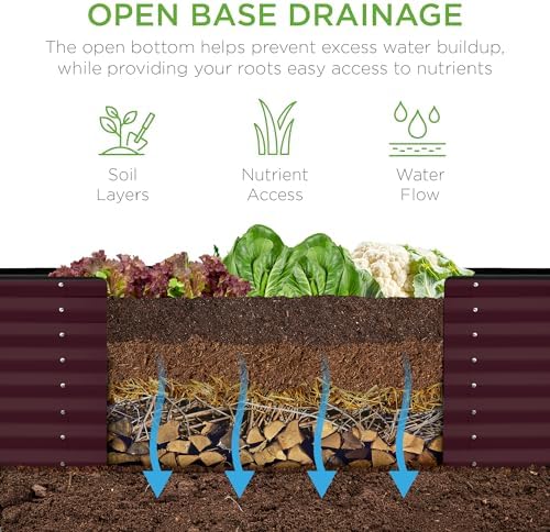 Best Choice Products 8x2x2ft Raised Outdoor Metal Garden Bed, Deep Root Box Planter for Vegetables, Flowers, Herbs, 240 Gallon Capacity, 100% Non Toxic Materials - Burgundy - Image 5