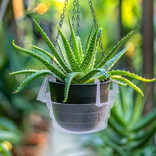 Adnee 15 Pcs 10 Inch Hanging Plant Water Catcher-Clear Plastics Plant Water Catcher Tray-Hanging Plant Saucers Drip Pans for Indoor Outdoor Hanging Basket Flower Pot - Image 6