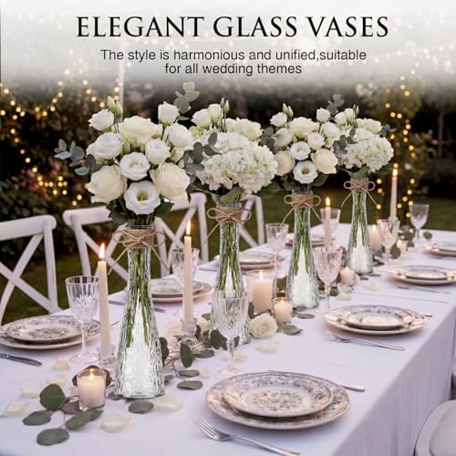 Set of 12 Clear Glass Bud Vases for Centerpiece, Water Ripple - Image 6