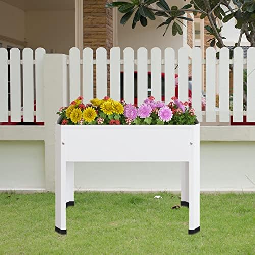 PROXRACER Raised Garden Bed with Detachable Legs Elevated Metal Planter Box for Growing Fresh Herbs Vegetables Flowers Succulents&Other Plants for Outdoor Backyard Patio Deck Balcony White S - Image 5