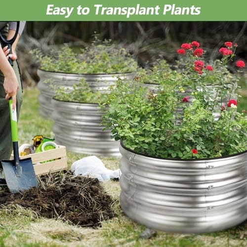 4 PCS 2x2x1ft Round Galvanized Raised Garden Bed Kits - Image 4