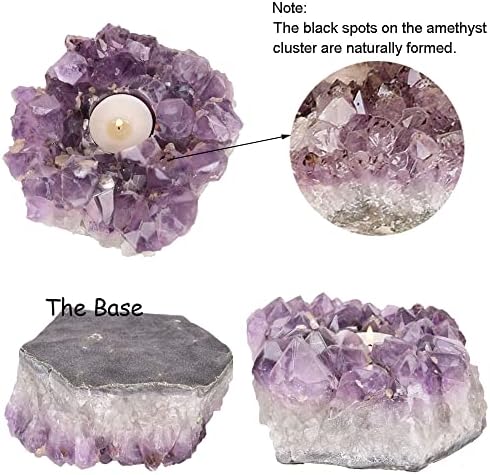 JIC Gem Purple Amethyst Crystal Candle Holder Tealight Stand 4.5 Inch - Image 4